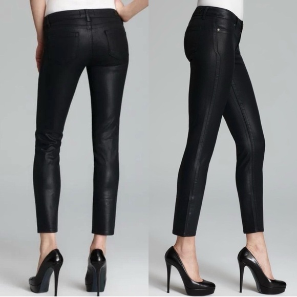 PAIGE Verdugo Ankle Skinny Jeans in Coated Faux Leather Black Silk Wash Size 26 - Picture 2 of 9